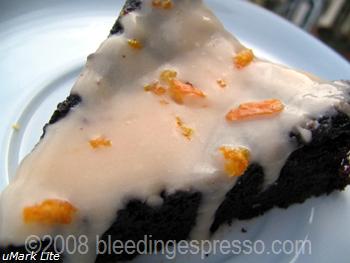 Blood Orange Buttercream Frosting on Chocolate Cake 