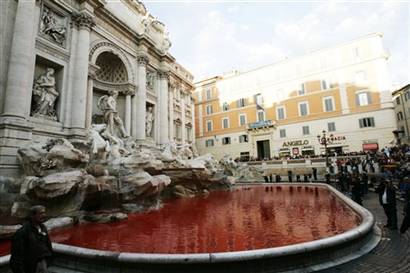 Trevi Fountian in Red
