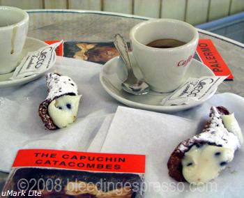 Cannoli e caffé a Palermo, Sicilia