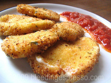 Fried mozzarella sticks and dipping sauce on Flickr