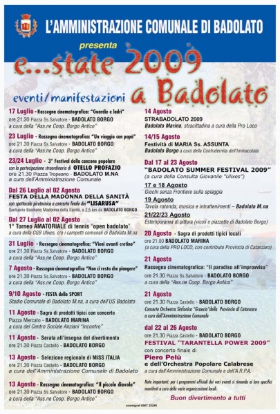 Badolato Summer Events 2009