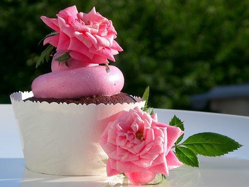 Chocolate cupcakes with rose water meringue buttercream by seelensturm on Flickr