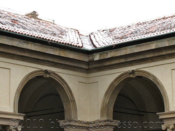 Snowy rooftop of Pinacoteca di Brera, Milano