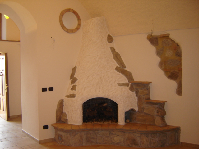 studio with fireplace