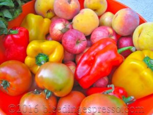 Farm to table - peppers apples tomatoes peaches Calabria